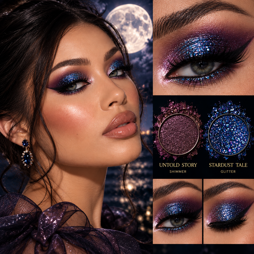 Tales by Moonlight 12 Shade Shimmer & Glitter Eyeshadow Palette | Sparkling Multicolour Eye Makeup
